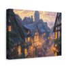Charming Village Canvas Wall Art - Cozy Street Scene with Warm Lights - Image 2